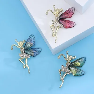 Luxury Zircon Fairy Girl Brooch Pin